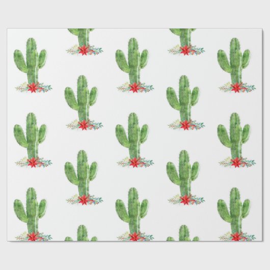 Rustikaler Weihnachtskaktus Blumenurlaub Geschenkpapier (Flach)