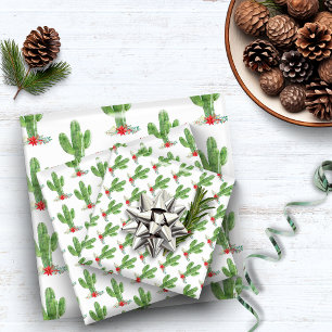 Rustikaler Weihnachtskaktus Blumenurlaub Geschenkpapier Set