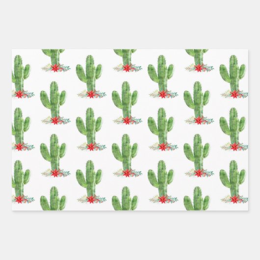 Rustikaler Weihnachtskaktus Blumenurlaub Geschenkpapier Set (Vorderseite)