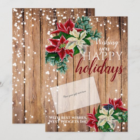 Rustikaler Weihnachtskarten-Inhaber Feiertagskarte (Vorne/Hinten)