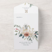 Rustikaler Weihnachtskiefer & Berries White QR Cod All In One Einladung (Außenbereich)