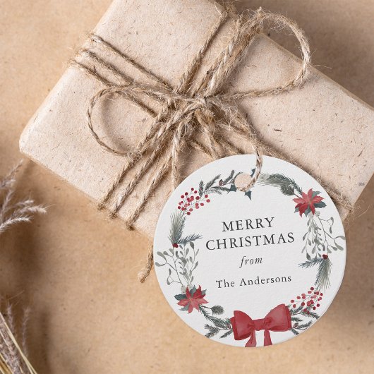 Rustikaler Weihnachtskranz als Weihnachtsgeschenk Geschenkanhänger