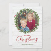 Rustikaler Weihnachtskranz Feiertagskarte (Vorderseite)