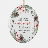 Rustikaler Weihnachtskranz | Herr & Mrs. Keramik Ornament (Rechts)