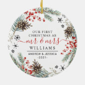 Rustikaler Weihnachtskranz | Herr & Mrs. Keramik Ornament (Hinten)