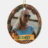 Rustikaler Weihnachtskranz JEDES Foto Baumschmuck Keramik Ornament (Links)