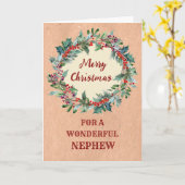 Rustikaler Weihnachtskranz Nephew frohe Weihnachte Karte (Gelbe Blume)