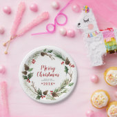 Rustikaler Weihnachtskranz Pappteller (Party)