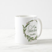 Rustikaler Weihnachtskranz Personalisiert Kaffeetasse (VorderseiteRechts)