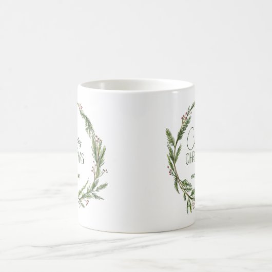 Rustikaler Weihnachtskranz Personalisiert Kaffeetasse (Mittel)