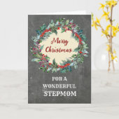 Rustikaler Weihnachtskranz Stepmutter Frohe Weihna Karte (Gelbe Blume)