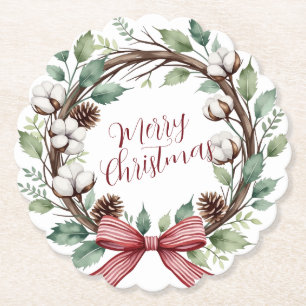 Rustikaler Weihnachtskranz Untersetzer
