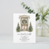 Rustikaler Weihnachtskranz Wasserfarbenbogen, den  Ankündigungspostkarte (Stehend Vorderseite)