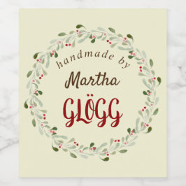 Rustikaler Weihnachtskranz Weinetikett