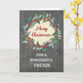 Rustikaler Weihnachtskraut Cousin Frohe Weihnachte Karte (Gelbe Blume)