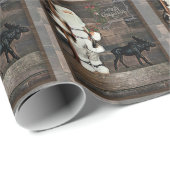 Rustikaler Weihnachtsmann und Elche wünschen frohe Geschenkpapier (Rolleneckpunkt)