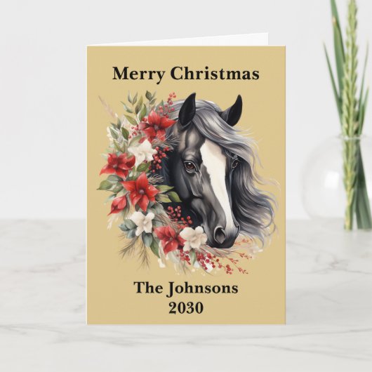 Rustikaler Weihnachtspferd Feiertagskarte (Vorderseite)