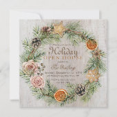 Rustikaler Weihnachtsrahmen | Ferienhaus Einladung (Vorderseite)