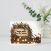 Rustikaler Weihnachtsrahmen mit eigenem Text Postkarte (Stehend Vorderseite)