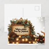 Rustikaler Weihnachtsrahmen mit eigenem Text Postkarte (Vorne/Hinten)