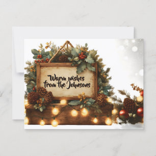 Rustikaler Weihnachtsrahmen mit eigenem Text Postkarte
