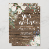 Rustikaler Weihnachtsschnee in Liebe Brautparty Einladung (Vorne/Hinten)
