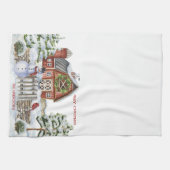 Rustikaler Weihnachtsschnee, Schnee, Vögel Geschirrtuch (Horizontal)