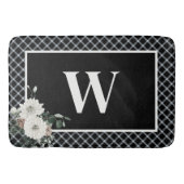 Rustikaler Weihnachtsschwarz-weißer Monogramm-Piep Badematte (Vorderseite)