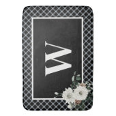 Rustikaler Weihnachtsschwarz-weißer Monogramm-Piep Badematte (Vorderseite Vertikal)