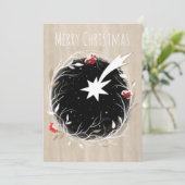 Rustikaler Weihnachtsstern-Winterreath Feiertagskarte (Stehend Vorderseite)