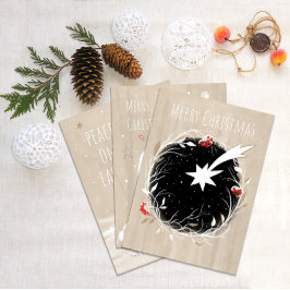 Rustikaler Weihnachtsstern-Winterreath Feiertagskarte