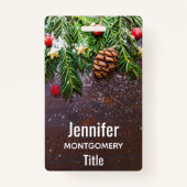 Rustikaler Weihnachtstisch mit Kiefer und Schnee Ausweis (Vorderseite)