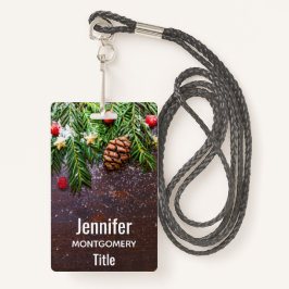 Rustikaler Weihnachtstisch mit Kiefer und Schnee Ausweis