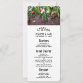 Rustikaler Weihnachtstisch mit Kiefer und Schnee Einladung (Vorderseite)