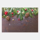 Rustikaler Weihnachtstisch mit Kiefer und Schnee Geschenkpapier Set (Vorderseite 3)