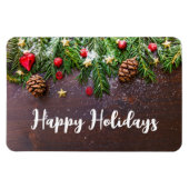 Rustikaler Weihnachtstisch mit Kiefer und Schnee Magnet (Horizontal)