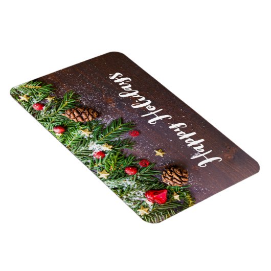 Rustikaler Weihnachtstisch mit Kiefer und Schnee Magnet (Rechte Seite)