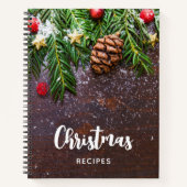 Rustikaler Weihnachtstisch mit Kiefer und Schnee Notizblock (Vorderseite)