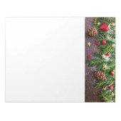 Rustikaler Weihnachtstisch mit Kiefer und Schnee Notizblock (Vorderseite)