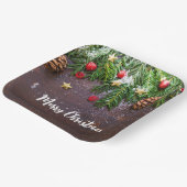 Rustikaler Weihnachtstisch mit Kiefer und Schnee Pappteller (Gewinkelt)