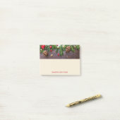 Rustikaler Weihnachtstisch mit Kiefer und Schnee Post-it Klebezettel (Auf Schreibtisch)