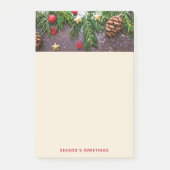 Rustikaler Weihnachtstisch mit Kiefer und Schnee Post-it Klebezettel (Vorderseite)