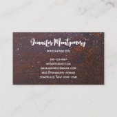 Rustikaler Weihnachtstisch mit Kiefer und Schnee Visitenkarte (Rückseite)