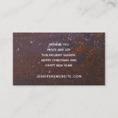 Rustikaler Weihnachtstisch mit Kiefer und Schnee Visitenkarte (Rückseite)