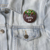 Rustikaler Weihnachtstisch mit Pine & Snow Geburts Button (Beispiel)