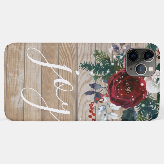 Rustikaler Weihnachtsurlaub Joy Floral Wood Case-Mate iPhone Hülle (Rückseite (Horizontal))