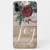 Rustikaler Weihnachtsurlaub Joy Floral Wood Case-Mate iPhone Hülle (Rückseite)