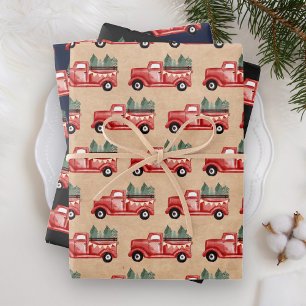 Rustikaler Weihnachtswagen Geschenkpapier Set