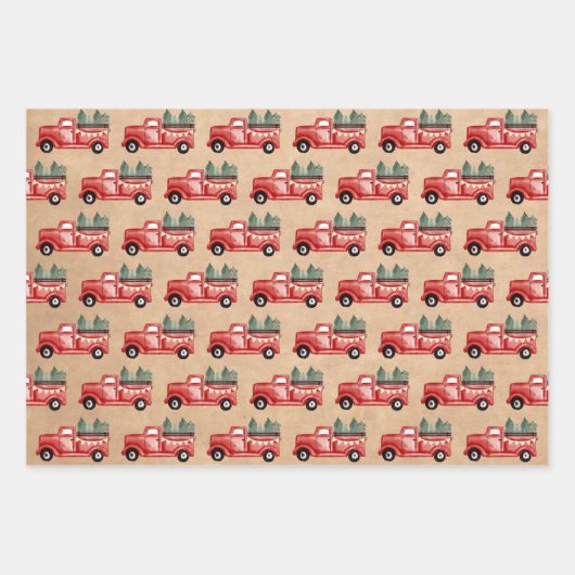 Rustikaler Weihnachtswagen Geschenkpapier Set (Vorderseite)