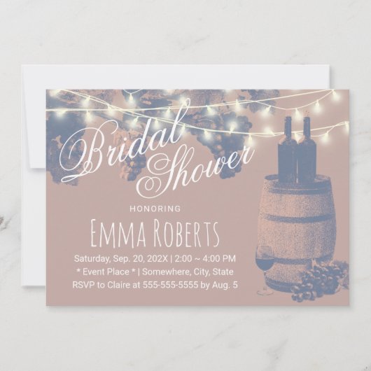 Rustikaler Wein Barrel Weinkeller Brautparty Einladung (Vorderseite)